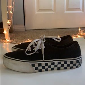 Black Checkerboard Platform Vans